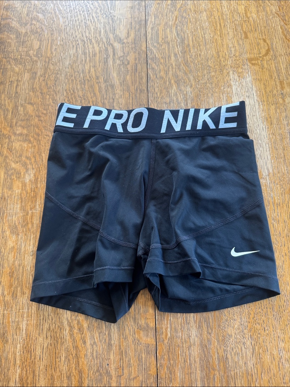 Nike Black Compression Training Shorts with Gray Logo Waistband